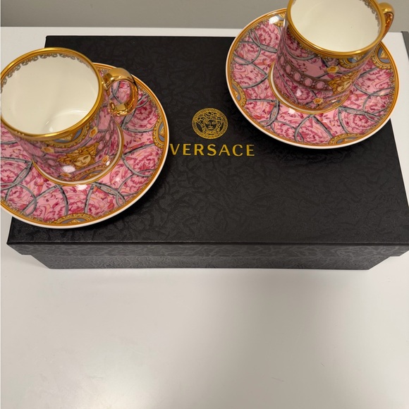 Versace Accessories - Versace Pink and Gold Teacup Set